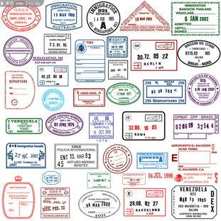 各個國家出國簽證矢量素材